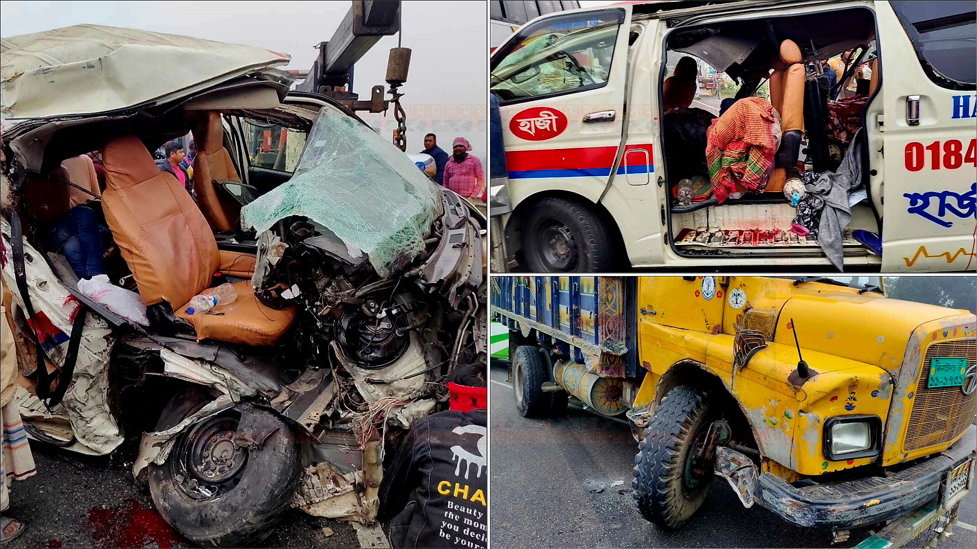 ফরিদপুরে ট্রাক-অ্যাম্বুলেন্সের মুখোমুখি সংঘর্ষ, নিহত ৩