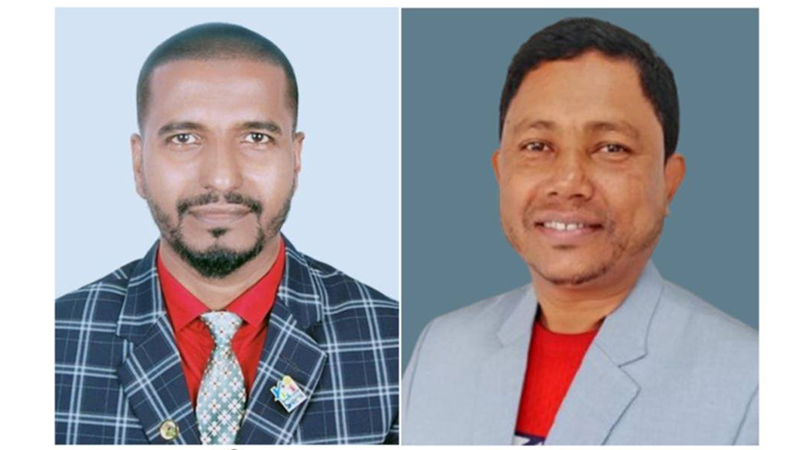 সভাপতি রতন ও (ডানে) সম্পাদক কামরুল 