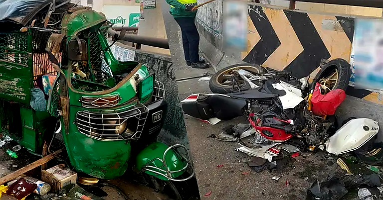 মৌচাক ফ্লাইওভারে অটোরিকশা-মোটরসাইকেল সংঘর্ষ